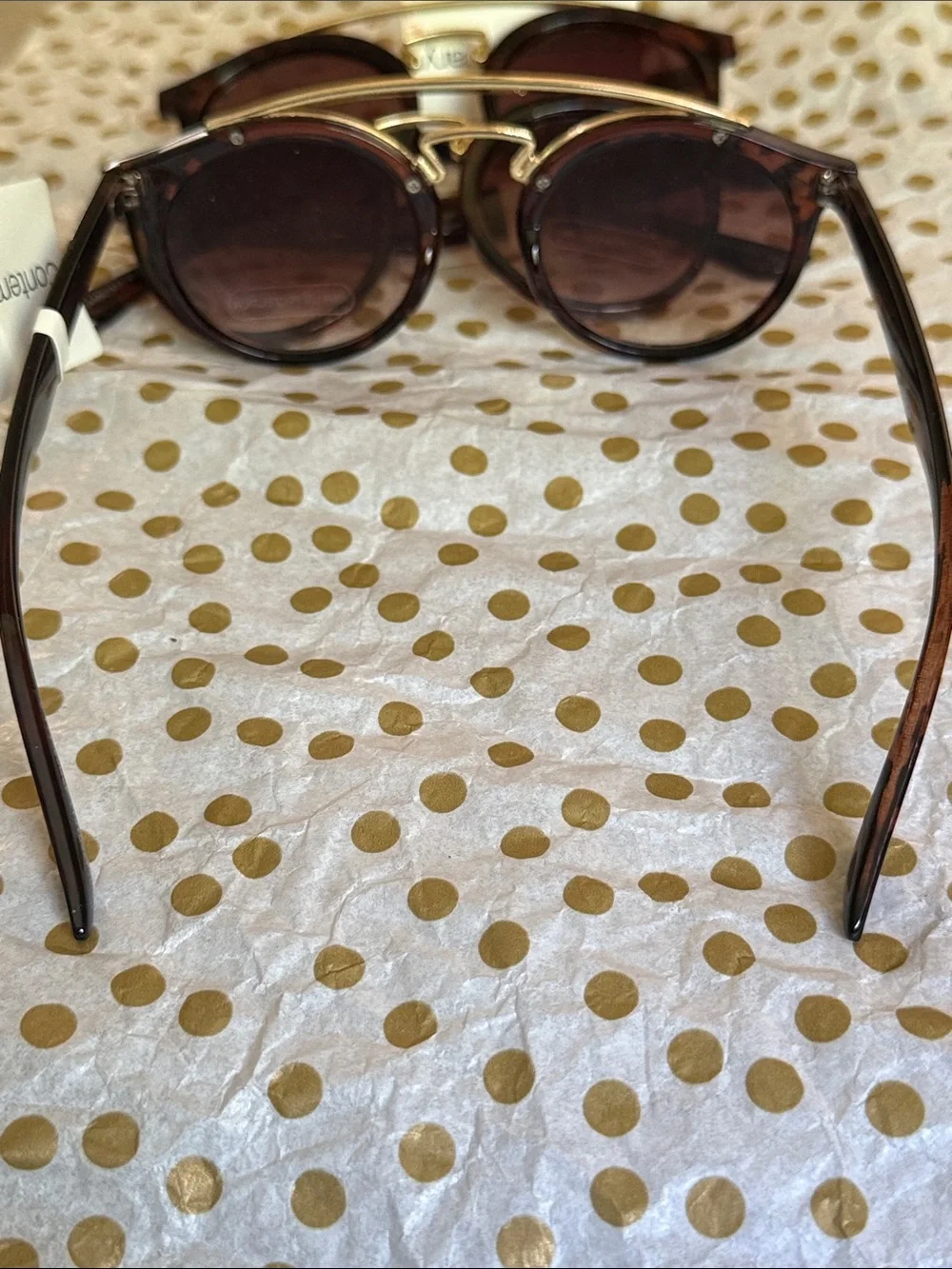 Sears Brown Round Women's Sunglasses with Gold Double Bridge